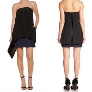 Tibi Kaya Layered Strapless Mini Dress Black & Blue 2